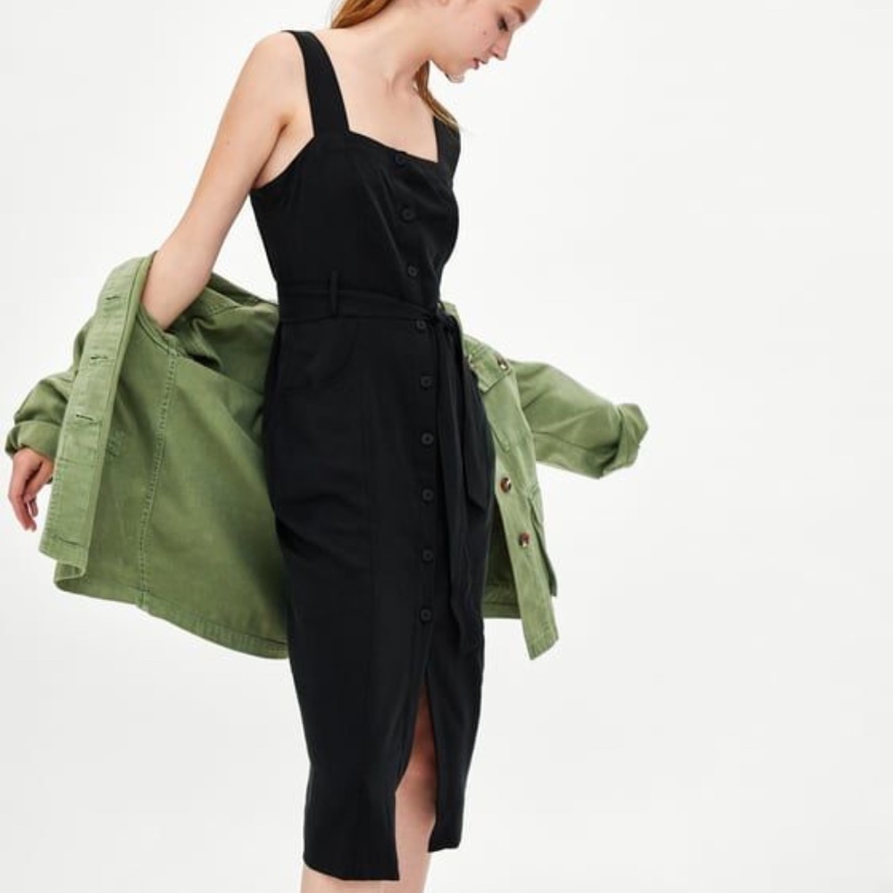 Zara Sustainable Life Button Front Midi Dress